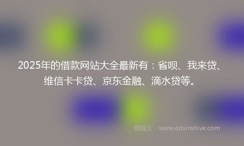 2025年的借款网站大全最新有：省呗、我来贷、维信卡卡贷、京东金融、滴水贷等。