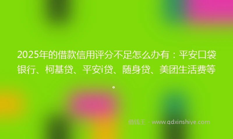 2025年的借款信用评分不足怎么办有：平安口袋银行、柯基贷、平安i贷、随身贷、美团生活费等。