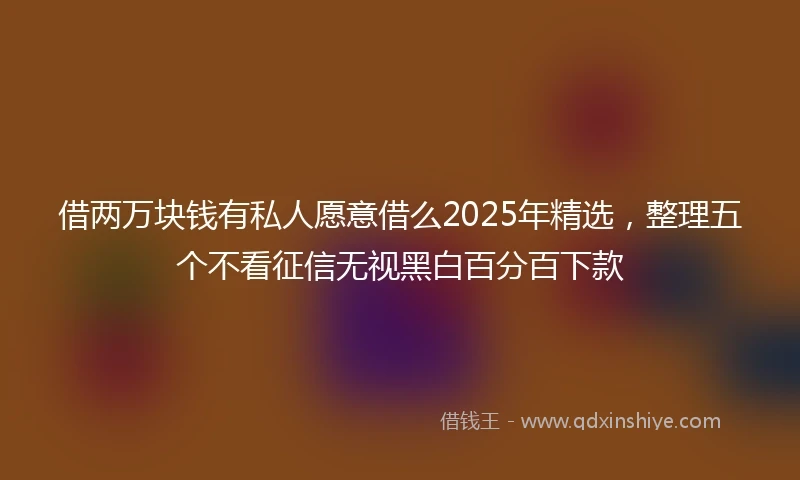 借两万块钱有私人愿意借么2025年精选，整理五个不看征信无视黑白百分百下款