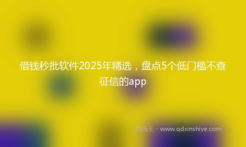 借钱秒批软件2025年精选，盘点5个低门槛不查征信的app