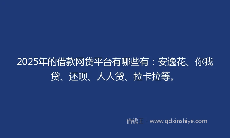 2025年的借款网贷平台有哪些有：安逸花、你我贷、还呗、人人贷、拉卡拉等。
