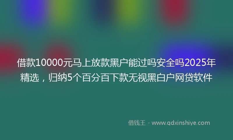 借款10000元马上放款黑户能过吗安全吗2025年精选，归纳5个百分百下款无视黑白户网贷软件