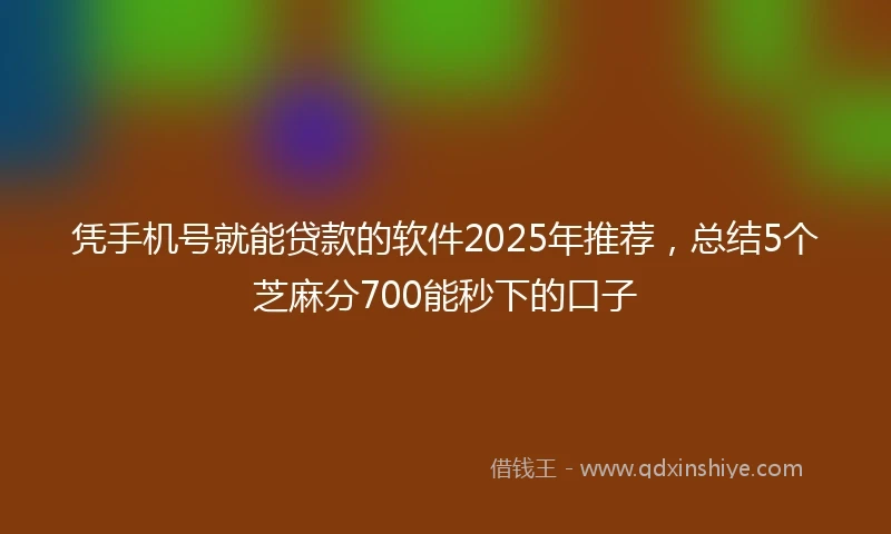 凭手机号就能贷款的软件2025年推荐，总结5个芝麻分700能秒下的口子