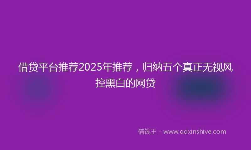 借贷平台推荐2025年推荐，归纳五个真正无视风控黑白的网贷