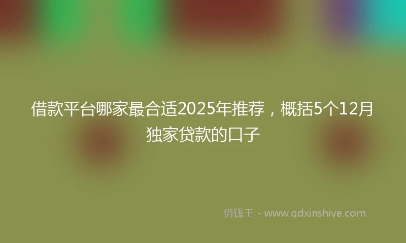 借款平台哪家最合适2025年推荐，概括5个12月独家贷款的口子