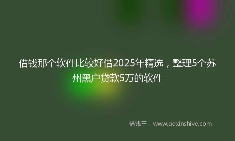 借钱那个软件比较好借2025年精选，整理5个苏州黑户贷款5万的软件