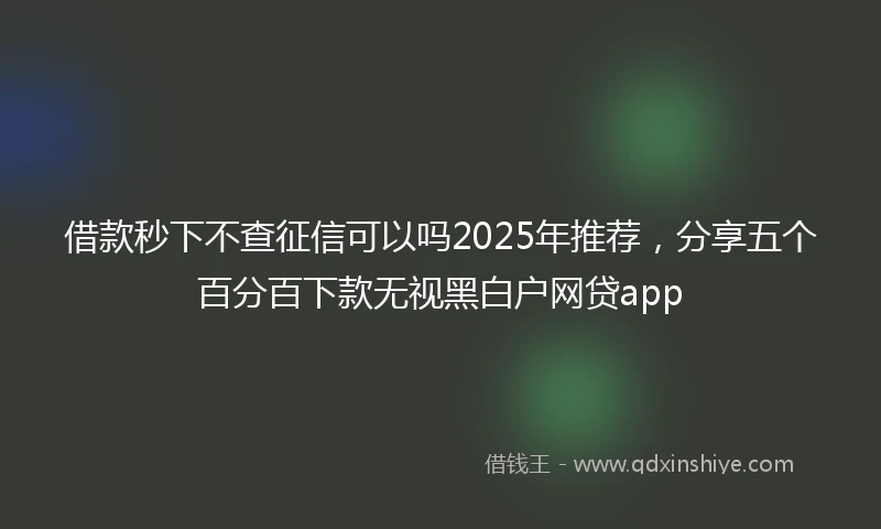借款秒下不查征信可以吗2025年推荐，分享五个百分百下款无视黑白户网贷app