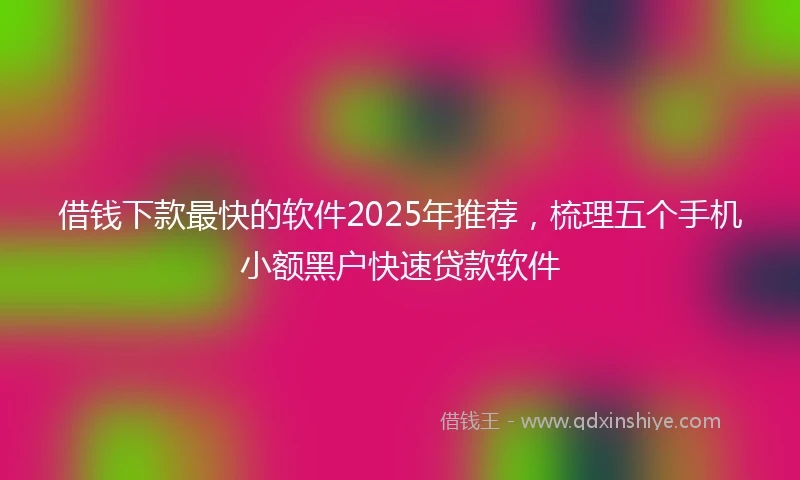 借钱下款最快的软件2025年推荐，梳理五个手机小额黑户快速贷款软件