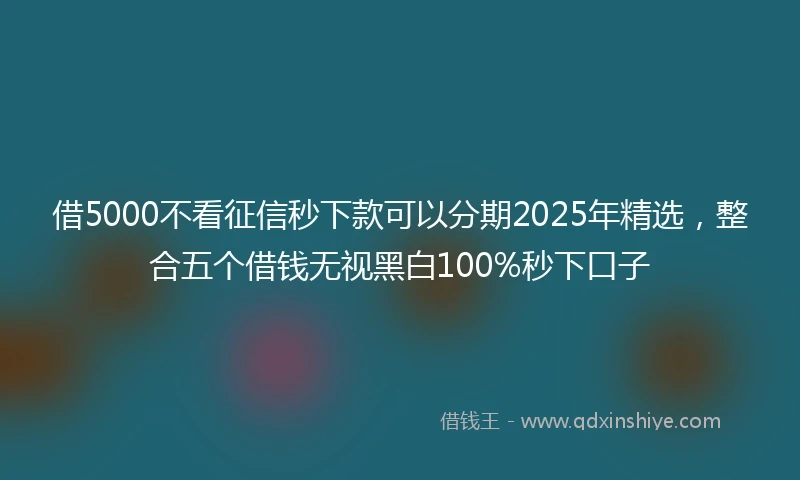借5000不看征信秒下款可以分期2025年精选，整合五个借钱无视黑白100%秒下口子