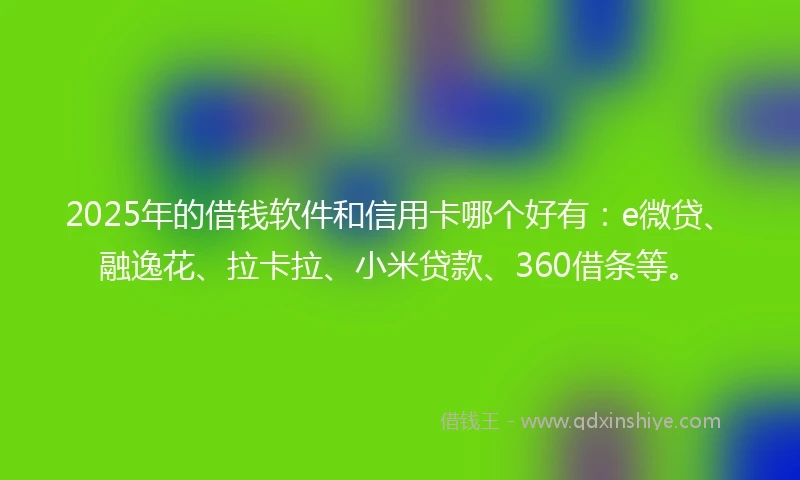 2025年的借钱软件和信用卡哪个好有：e微贷、融逸花、拉卡拉、小米贷款、360借条等。
