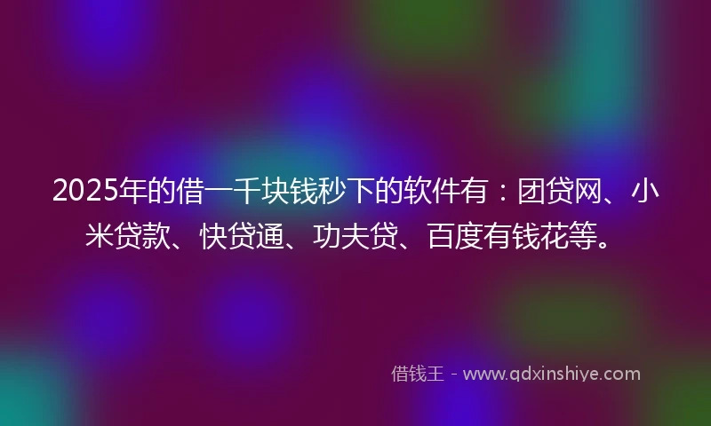 2025年的借一千块钱秒下的软件有：团贷网、小米贷款、快贷通、功夫贷、百度有钱花等。