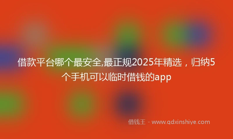 借款平台哪个最安全,最正规2025年精选，归纳5个手机可以临时借钱的app