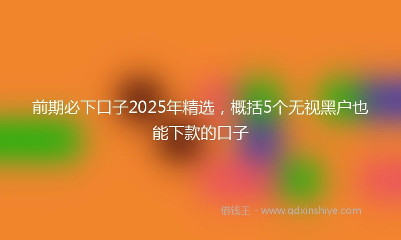 前期必下口子2025年精选，概括5个无视黑户也能下款的口子