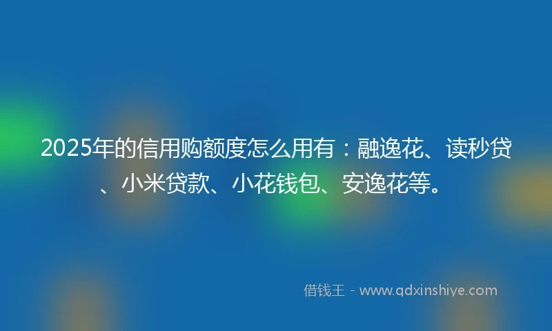 2025年的信用购额度怎么用有：融逸花、读秒贷、小米贷款、小花钱包、安逸花等。