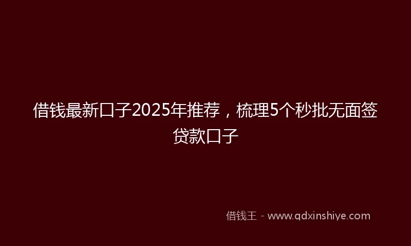 借钱最新口子2025年推荐，梳理5个秒批无面签贷款口子