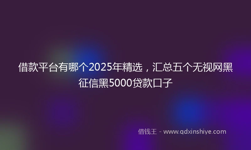 借款平台有哪个2025年精选，汇总五个无视网黑征信黑5000贷款口子
