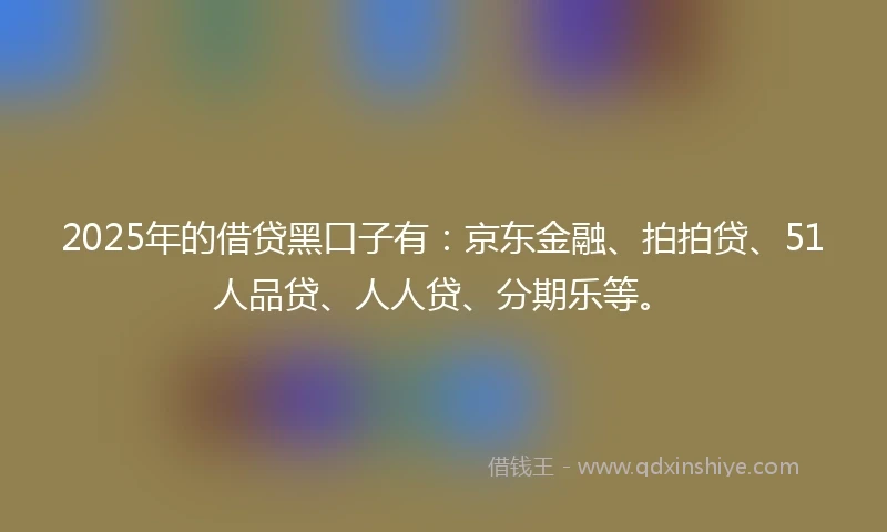 2025年的借贷黑口子有：京东金融、拍拍贷、51人品贷、人人贷、分期乐等。
