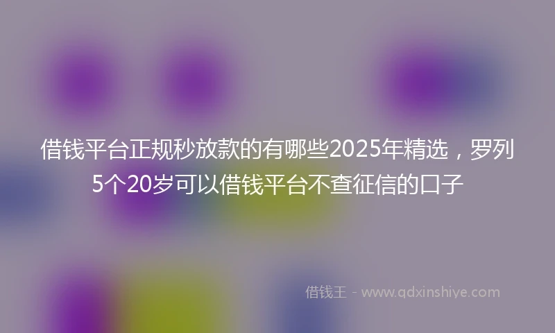 借钱平台正规秒放款的有哪些2025年精选，罗列5个20岁可以借钱平台不查征信的口子