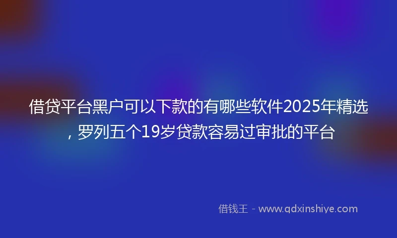 借贷平台黑户可以下款的有哪些软件2025年精选，罗列五个19岁贷款容易过审批的平台