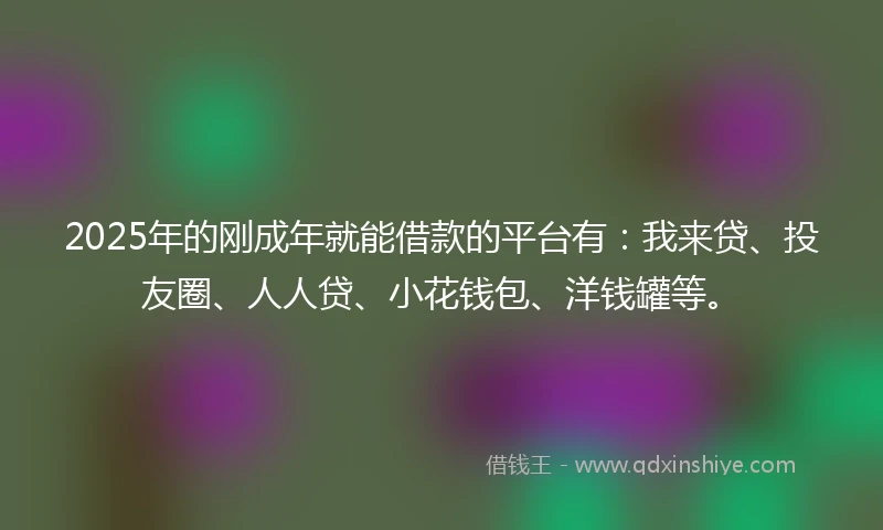 2025年的刚成年就能借款的平台有：我来贷、投友圈、人人贷、小花钱包、洋钱罐等。