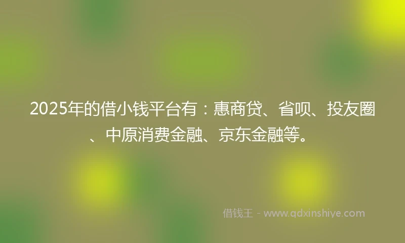 2025年的借小钱平台有：惠商贷、省呗、投友圈、中原消费金融、京东金融等。