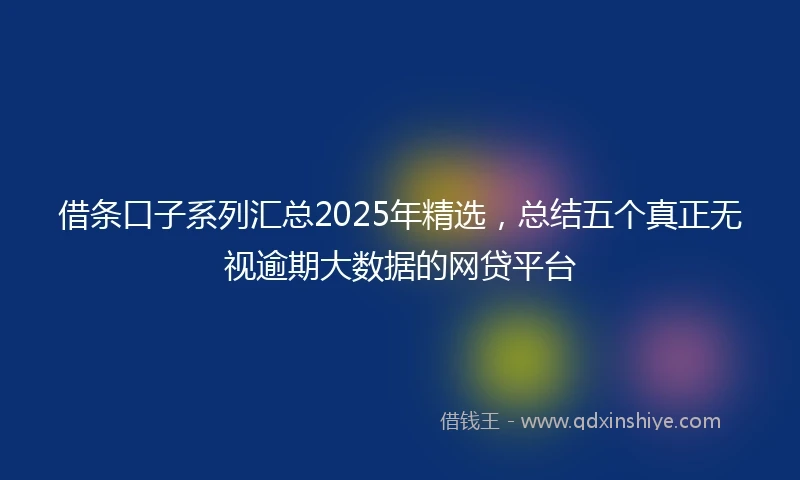 借条口子系列汇总2025年精选，总结五个真正无视逾期大数据的网贷平台