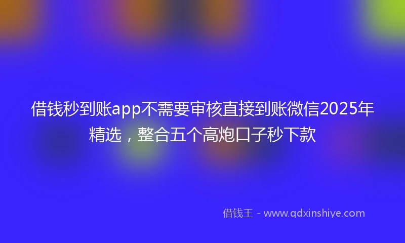 借钱秒到账app不需要审核直接到账微信2025年精选，整合五个高炮口子秒下款