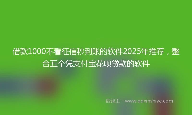 借款1000不看征信秒到账的软件2025年推荐，整合五个凭支付宝花呗贷款的软件
