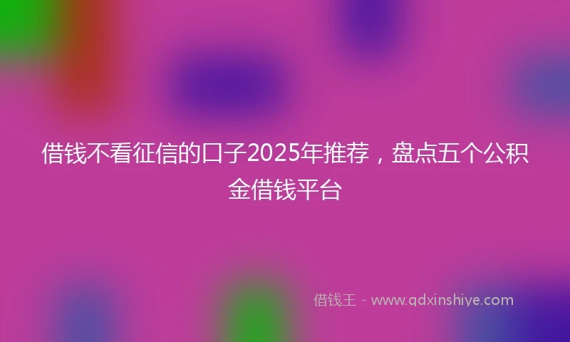 借钱不看征信的口子2025年推荐，盘点五个公积金借钱平台