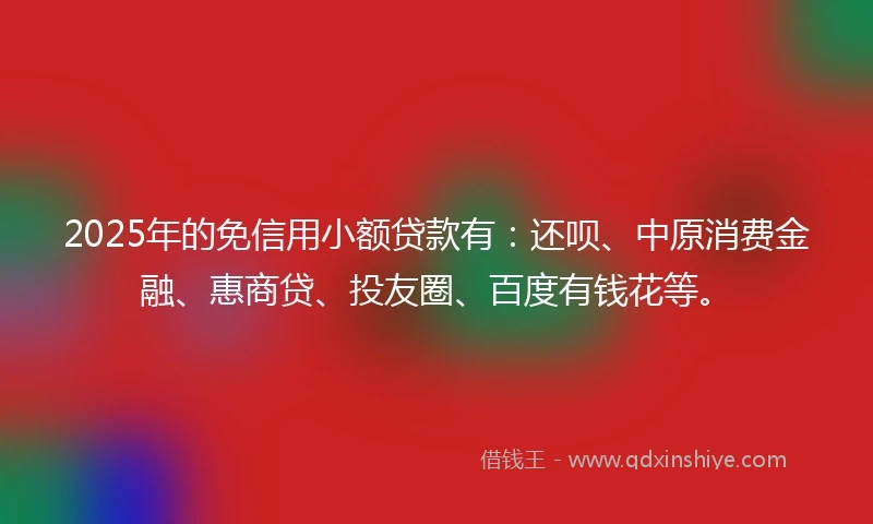 2025年的免信用小额贷款有：还呗、中原消费金融、惠商贷、投友圈、百度有钱花等。