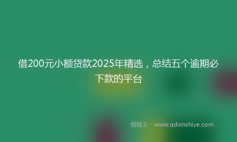 借200元小额贷款2025年精选，总结五个逾期必下款的平台