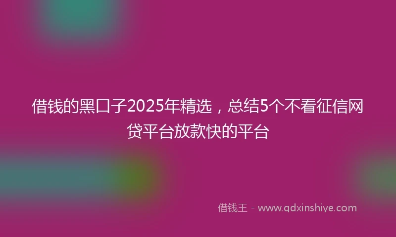 借钱的黑口子2025年精选，总结5个不看征信网贷平台放款快的平台