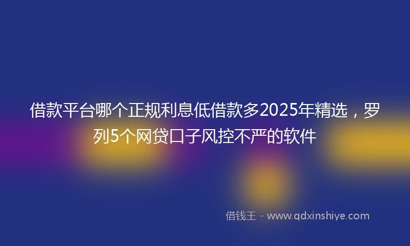 借款平台哪个正规利息低借款多2025年精选，罗列5个网贷口子风控不严的软件
