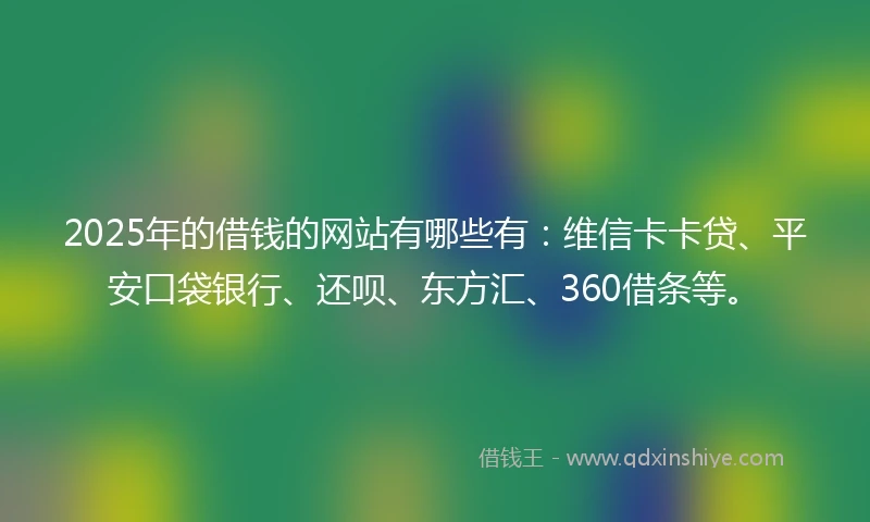 2025年的借钱的网站有哪些有：维信卡卡贷、平安口袋银行、还呗、东方汇、360借条等。