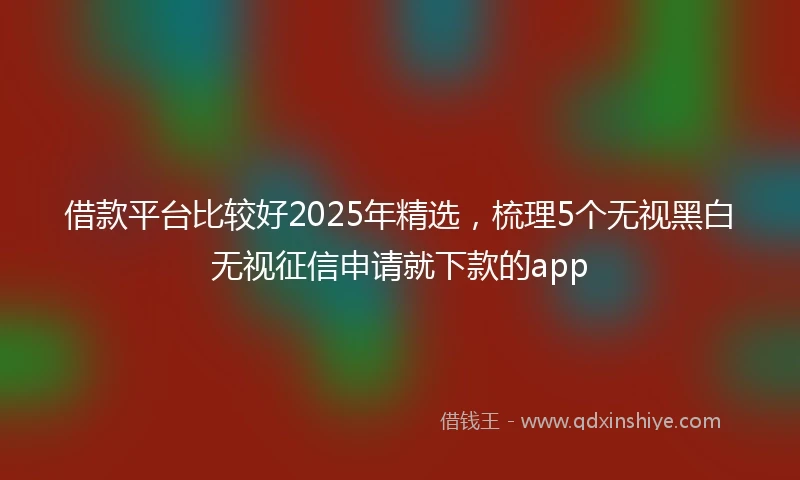 借款平台比较好2025年精选，梳理5个无视黑白无视征信申请就下款的app