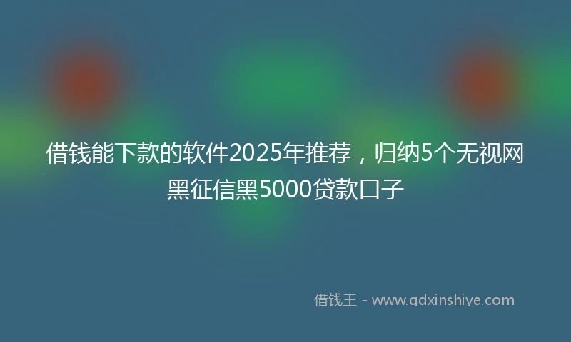 借钱能下款的软件2025年推荐，归纳5个无视网黑征信黑5000贷款口子
