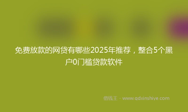 免费放款的网贷有哪些2025年推荐，整合5个黑户0门槛贷款软件