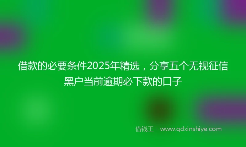 借款的必要条件2025年精选，分享五个无视征信黑户当前逾期必下款的口子