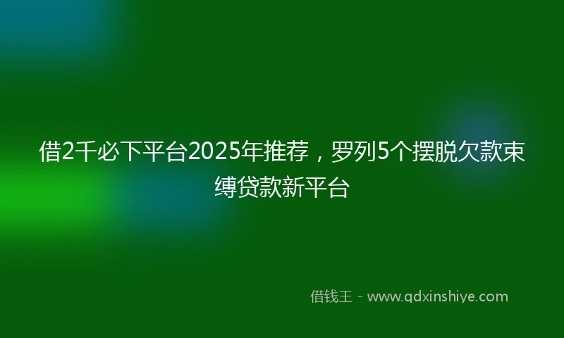 借2千必下平台2025年推荐，罗列5个摆脱欠款束缚贷款新平台