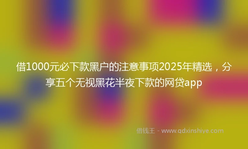 借1000元必下款黑户的注意事项2025年精选,分享五个无视黑花半夜下款的网贷app