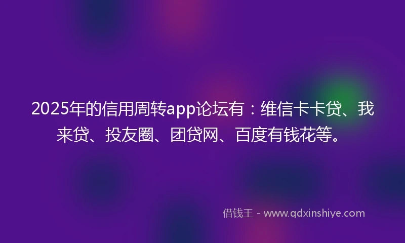 2025年的信用周转app论坛有:维信卡卡贷、我来贷、投友圈、团贷网、百度有钱花等。