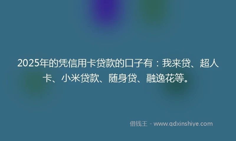 2025年的凭信用卡贷款的口子有：我来贷、超人卡、小米贷款、随身贷、融逸花等。