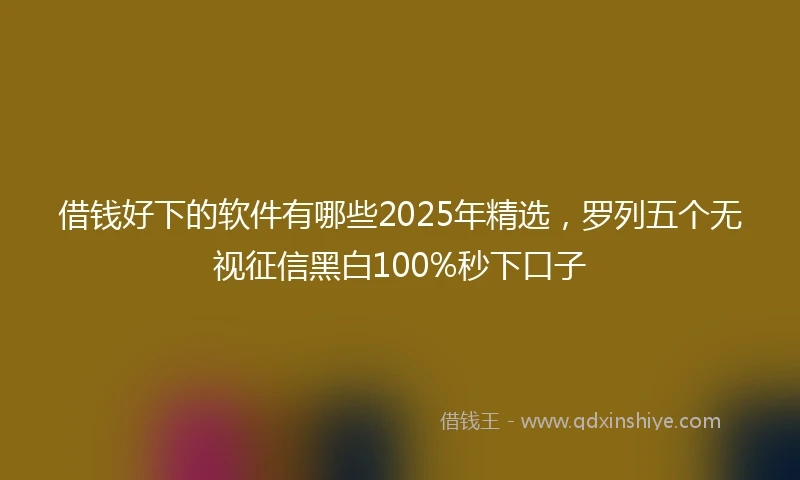 借钱好下的软件有哪些2025年精选，罗列五个无视征信黑白100%秒下口子