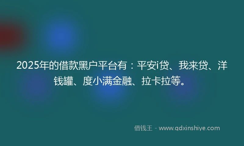 2025年的借款黑户平台有：平安i贷、我来贷、洋钱罐、度小满金融、拉卡拉等。