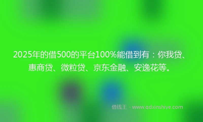 2025年的借500的平台100%能借到有：你我贷、惠商贷、微粒贷、京东金融、安逸花等。
