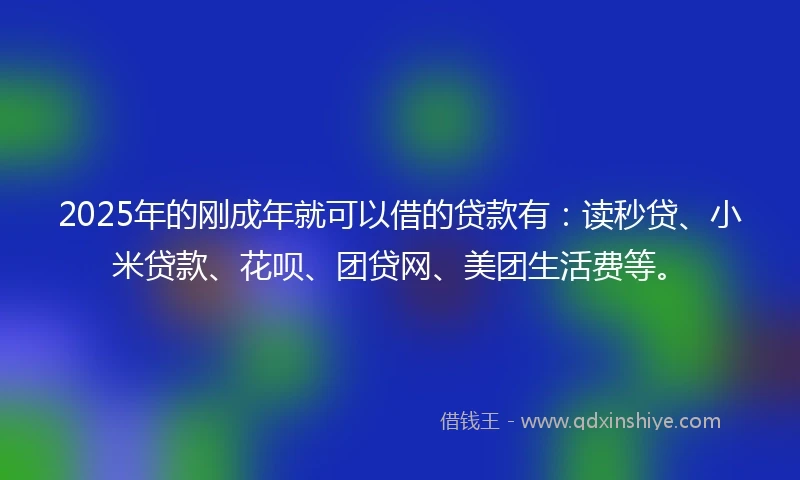 2025年的刚成年就可以借的贷款有：读秒贷、小米贷款、花呗、团贷网、美团生活费等。