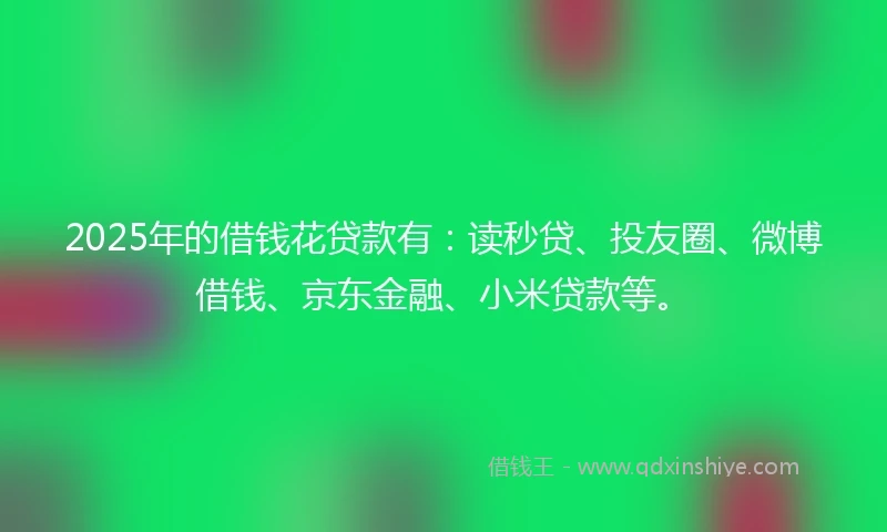 2025年的借钱花贷款有：读秒贷、投友圈、微博借钱、京东金融、小米贷款等。