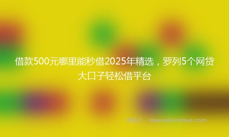 借款500元哪里能秒借2025年精选，罗列5个网贷大口子轻松借平台