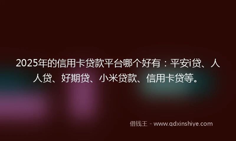 2025年的信用卡贷款平台哪个好有：平安i贷、人人贷、好期贷、小米贷款、信用卡贷等。