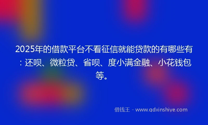 2025年的借款平台不看征信就能贷款的有哪些有：还呗、微粒贷、省呗、度小满金融、小花钱包等。